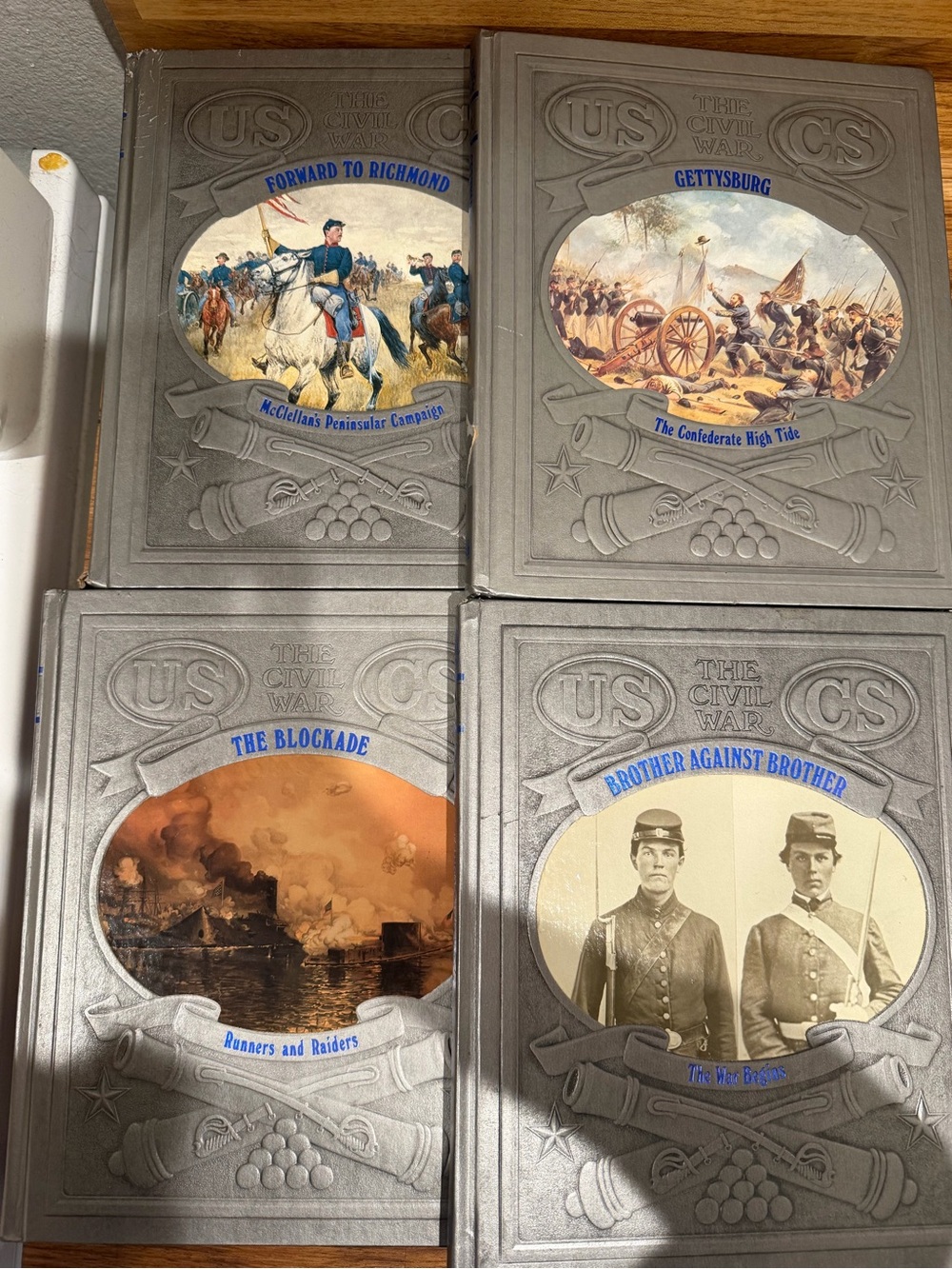Civil War History Collectible Hardcover Book Set - Silver Gray Covers